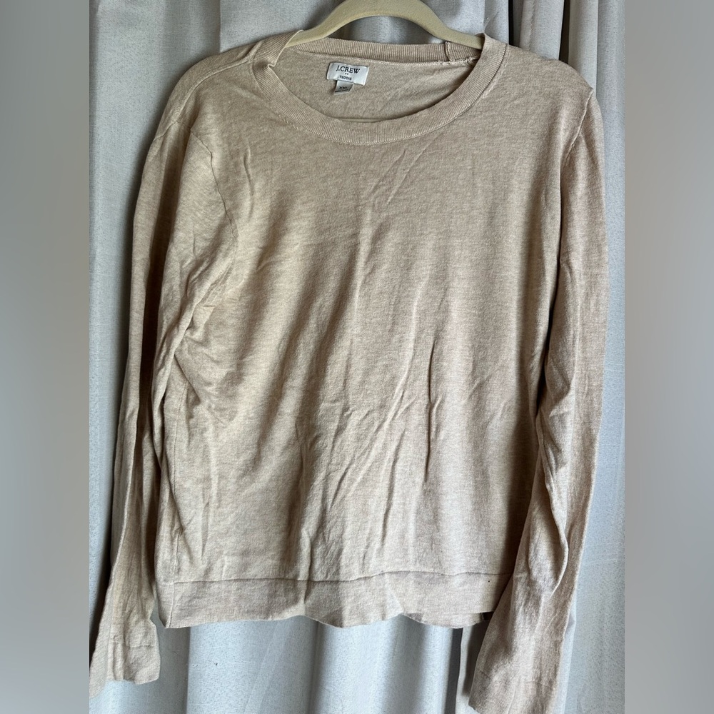 J. Crew Classic Beige Crew Neck Sweater